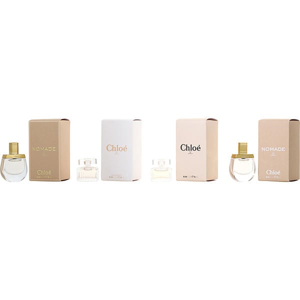 4 PCS SET FOR WOMEN: NOMADE 0.16 EAU DE TOILETTE MINI + ROSE TANGERINE 0.16 EAU DE TOILETTE MINI + CHLOE 0.16 EAU DE PARFUM MINI + NOMADE 0.16 EAU DE PARFUM MINI