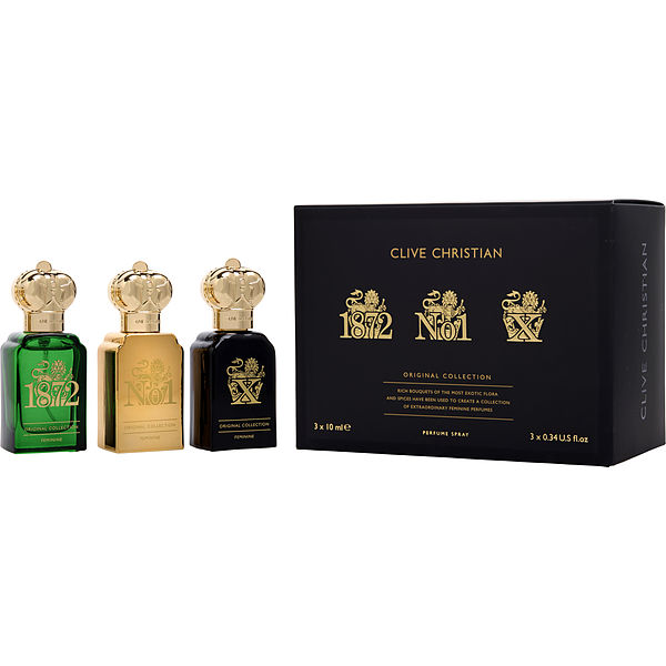 Original Collection Set-Clive Christian 1872 & Clive Christian No 1 & Clive Christian X All Are Perfume Spray 0.3 Oz Mini