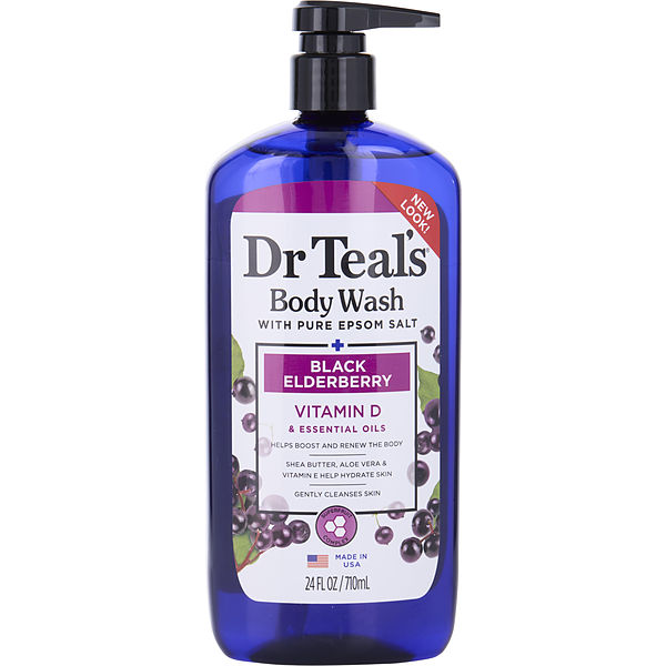 Body Wash With Pure Epsom Salt - Black Elderberry With Vitamin D & Essential Oils 710ml/24oz