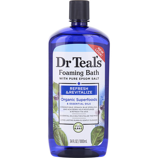 Foaming Bath With Pure Epsom Salt Refresh & Revitalize With Organic Superfoods & Essential Oils 1000ml/34oz