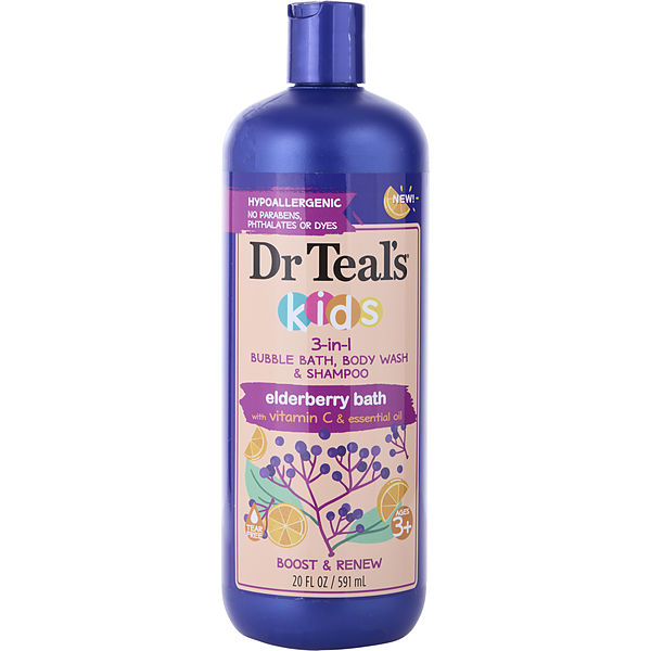 Kids 3-In-1 Bubble Bath, Body Wash & Shampoo Eldeberry Bath With Vitamin & Essential Oils 591ml/20oz