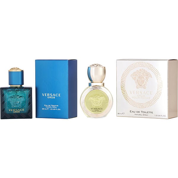 2 Piece Unisex Variety With Versace Eros Pour Femme & Versace Eros Pour Homme And Both Are Edt Spray 1 Oz