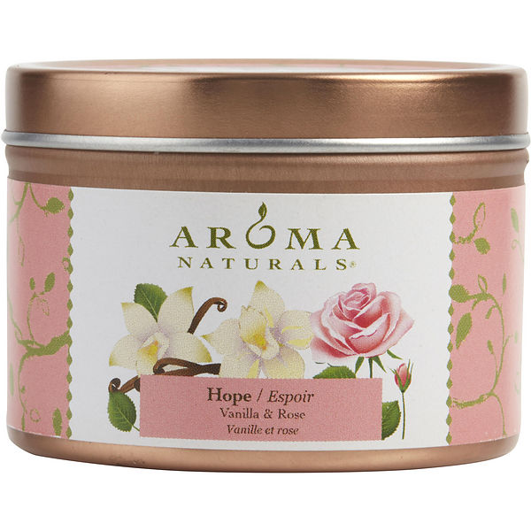 One 2.5x1.75 Inch Tin Soy Aromatherapy Candle. Combines The Essential Oils Of Vanilla & Rose. Burns Approx. 15 Hrs.