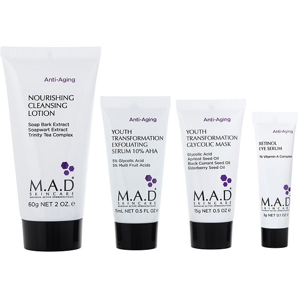 Discover Anti-Aging: Cleansing Lotion 60ml + Exfoliating Serum 14.7g + Glycolic Mask 14.7g + Retinol Eye Serum 7.3g 4pcs