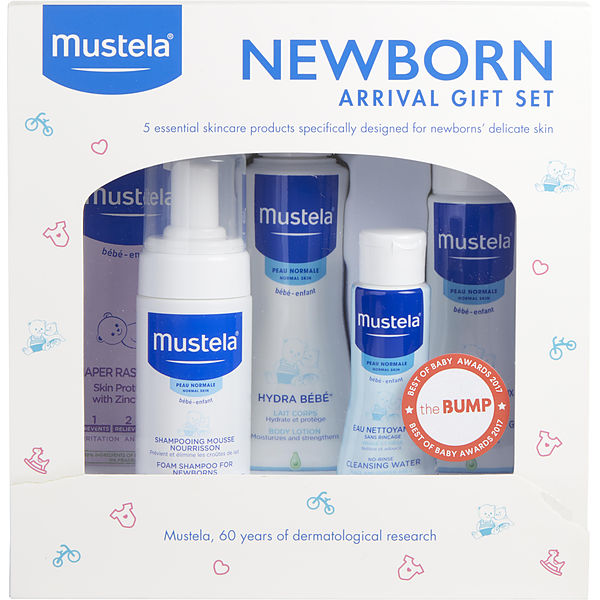 Newborn Arrival Set: Foam Shampoo 5.07oz + Gentle Cleansing Gel 6.76oz + No-Rinse Cleansing Water 3.38oz + Hydra Bebe Body Lotion 10.14oz + Diaper Rash Cream 3.80oz 5pcs