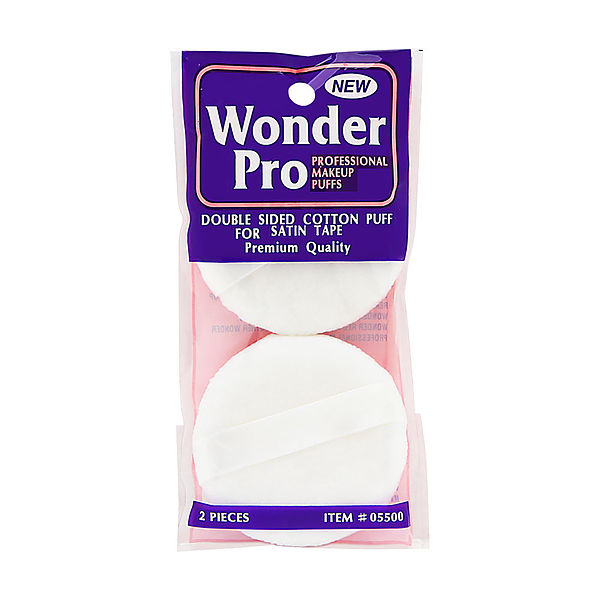 Pro Double Sided Cotton Puff With Satin Tape 2ct