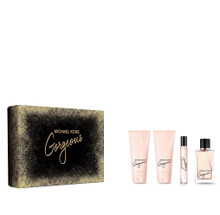 GORGEOUS 4 PCS SET FOR WOMEN: 3.4 EAU DE PARFUM SPRAY + 0.3 EAU DE PARFUM SPRAY + 3.4 SHOWER GEL + 3.4 BODY LOTION