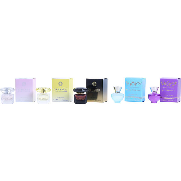 5 Piece Unisex Mini Variety With Dylan Turquoise & Bright Crystal & Yellow Diamond & Dylan Purple Pour Femme Eau De Parfum & Ecrystal Noir And All Are Edt 0.17 Oz Minis