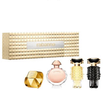 4 PCS MINI SET FOR WOMEN: LADY MILLION 0.17 EAU DE PARFUM + OLYMPEA 0.20 EAU DE PARFUM + FAME 0.14 EAU DE PARFUM + FAME 0.14 PARFUM