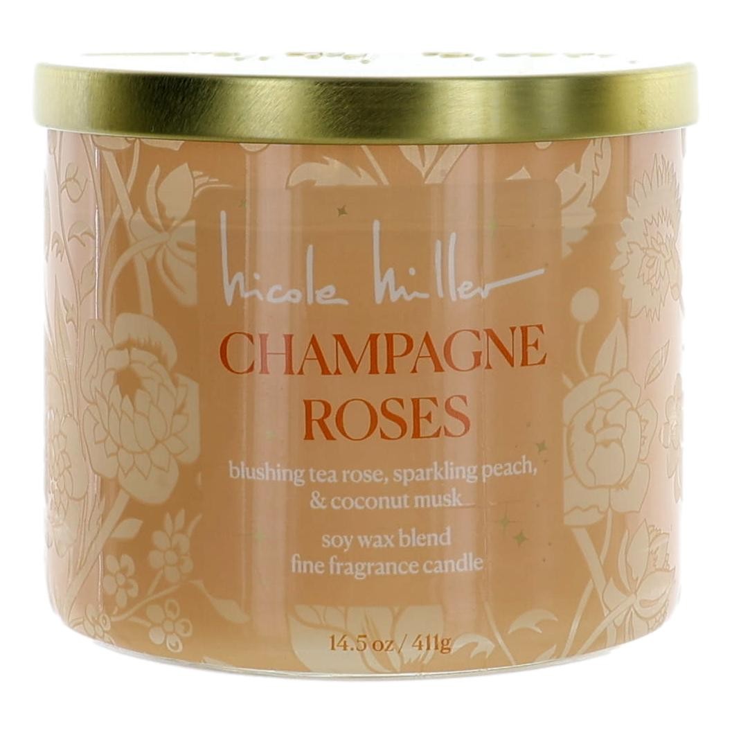 14.5 Oz Soy Wax Blend 3 Wick Candle - Champagne Roses